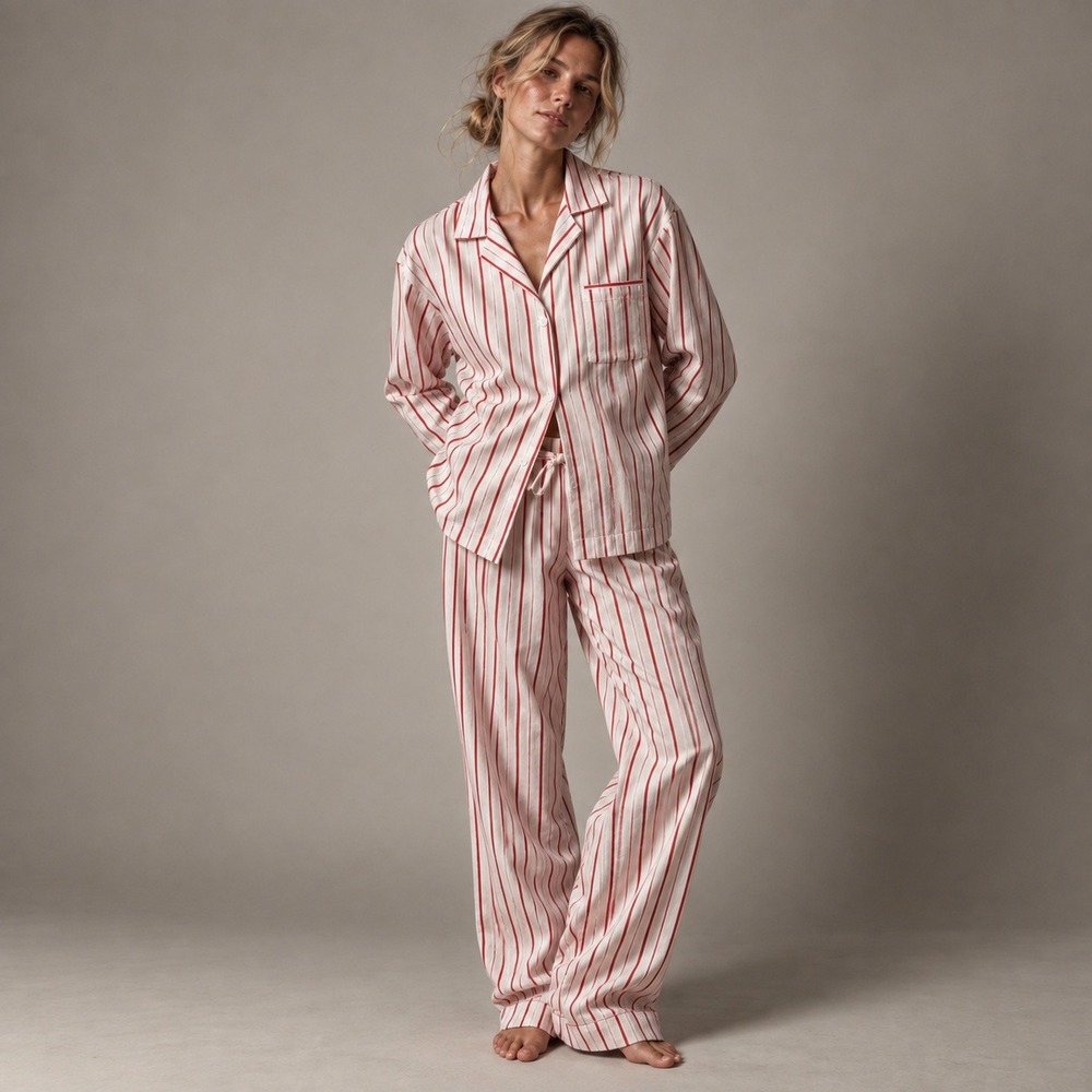 J.Crew Pajama Set Peppermint Stripe Cotton Poplin Sz M NWT